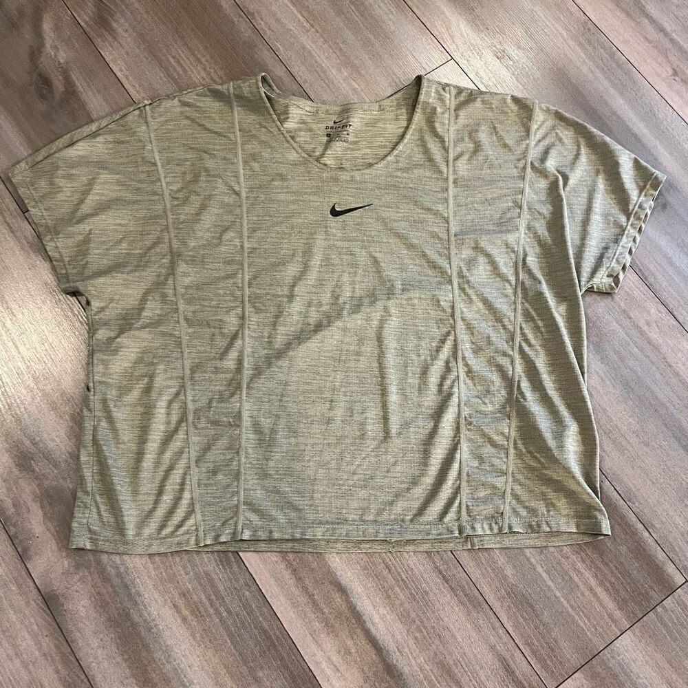 Nike Heather Olive Green Athletic Workout Shirt Women XL Bin G-202